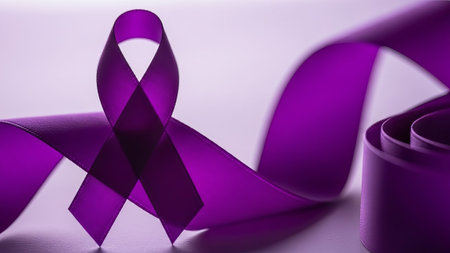 Purple awareness ribbon, symbol of support, cancer ribbons.の素材