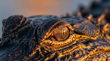 Alligator eye, scales, sunset, marsh, reptile, predatoryの素材