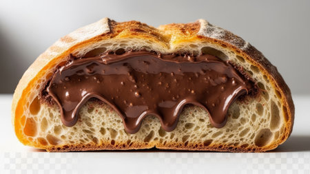Sourdough bread with melted chocolate, delicious dessert.の素材