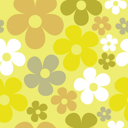 Vector Yellow Background Floral Seamless Patternのイラスト素材