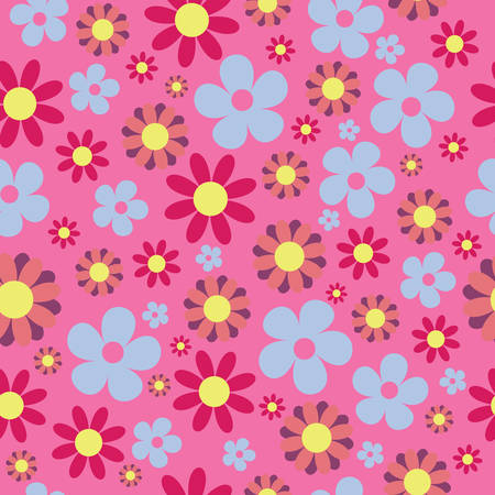 Vector Pink Background Floral Seamless Patternのイラスト素材