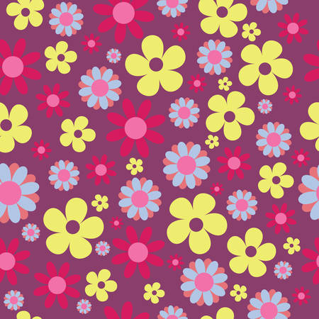 Vector Purple Background Floral Seamless Patternのイラスト素材