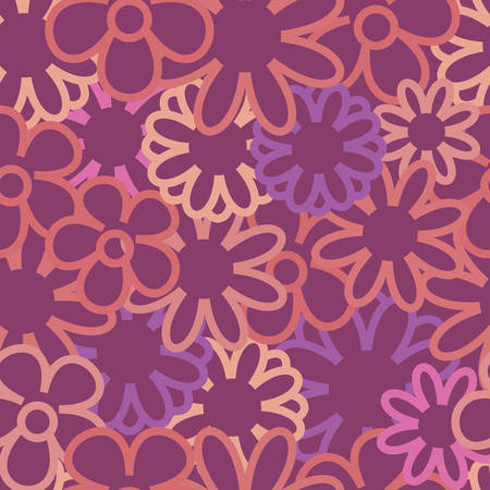 Vector Purple Background Outlines Seamless Patternのイラスト素材
