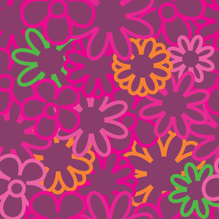 Vector Purple Background Outlines Seamless Patternのイラスト素材