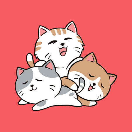 cute cat cartoon vector icon illustration isolatedのイラスト素材