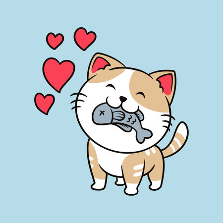 cute cat cartoon vector icon illustration isolatedのイラスト素材