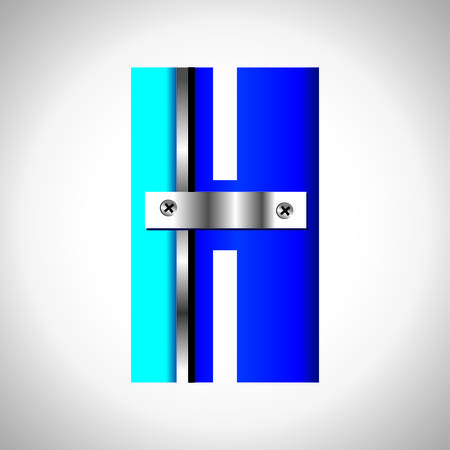 Typography Vector set of blue metallic fontsのイラスト素材