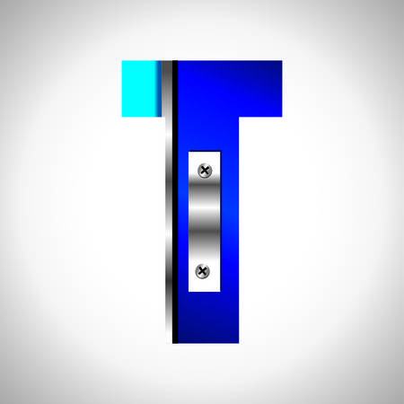 Typography Vector set of blue metallic fontsのイラスト素材