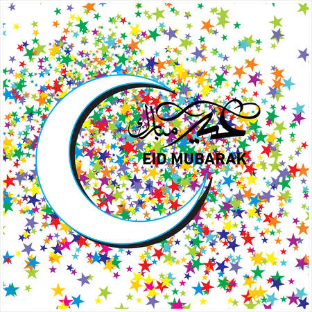 Illustration of Eid Mubarak with Arabic calligraphy for the celebration of Muslim community festivalのイラスト素材
