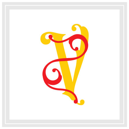 Letter V with swirls. Vector icon design template elements for your application or corporate identity.のイラスト素材