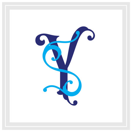 Letter Y logo icon design template elements. Blue and white colors.のイラスト素材