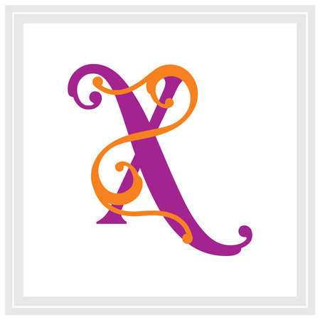 Letter X with decorative elements. Vector design template elements for your application or corporate identity.のイラスト素材