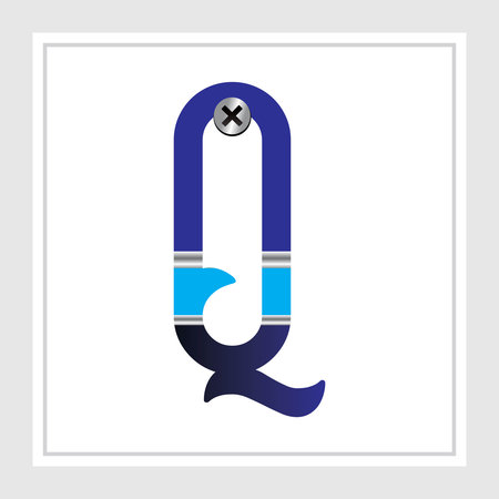 Letter Q logo icon design template elements. Blue and black colors.のイラスト素材