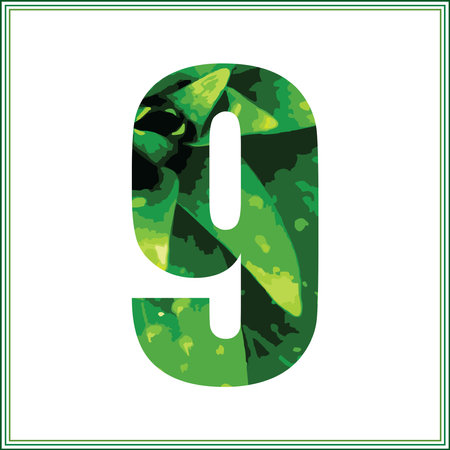 Green leaves letter, ecology decorative font. Capital letter G. Vector illustration.のイラスト素材