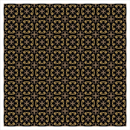 Seamless pattern in the form of a square tile with gold elementsのイラスト素材