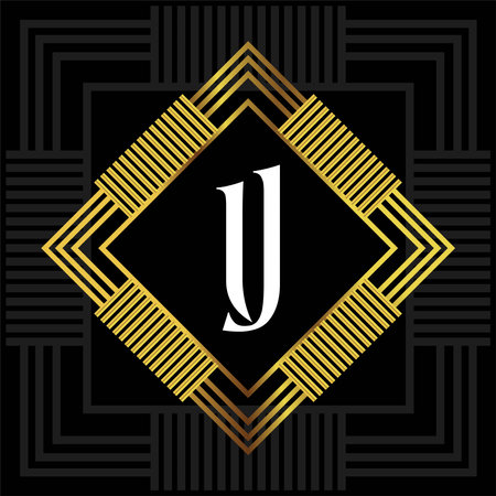 Vintage ornamental retro art deco monogram. Template for designのイラスト素材