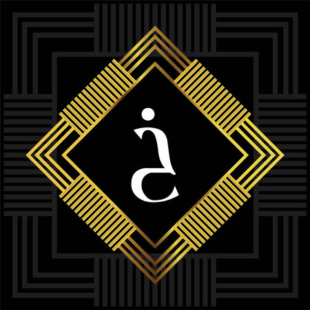 Vector template for a logo with a golden frame on a black backgroundのイラスト素材