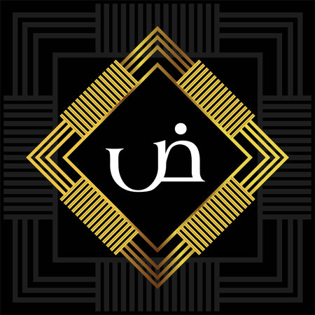 Vintage ornamental golden monogram. Template for design of retro frames, borders, labels. Vector illustrationのイラスト素材