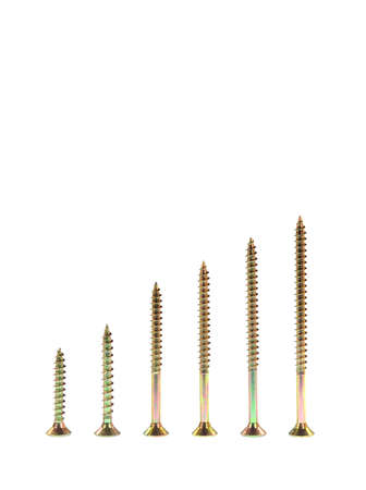 Brass Wood Screws on white backgroundの写真素材