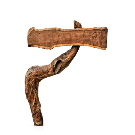 Wood sign isolated on white backgroundの写真素材