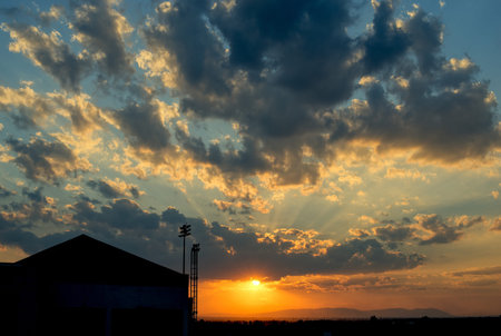 Sunset and clouds at Khon kaen airport, Thailand