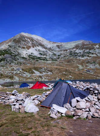 camp base near Bucura lakeの写真素材