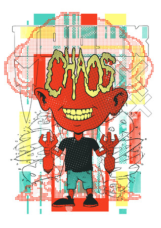 That boy did a massive chaos vector illustration. For t-shirt design purposesのイラスト素材