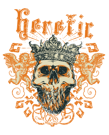 King skull with angelsのイラスト素材