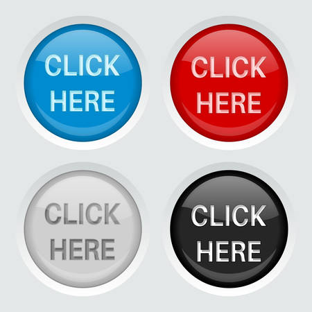 Round web buttons. CLICK HERE iconsのイラスト素材