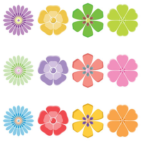 Colorful flowers set. Vector illustrationのイラスト素材