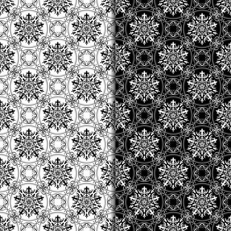Abstract seamless pattern. Black and white setのイラスト素材