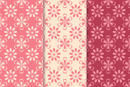 Floral seamless pattern. Red setのイラスト素材