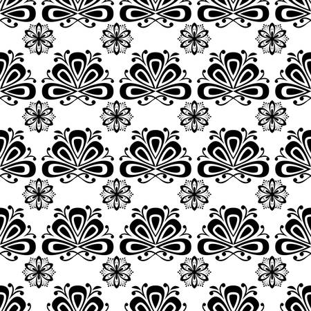 Floral black and white backgroundのイラスト素材