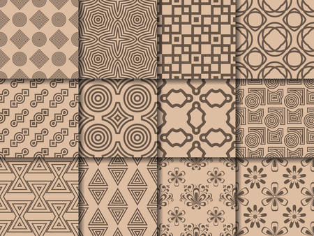 Collection of brown seamless patternsのイラスト素材