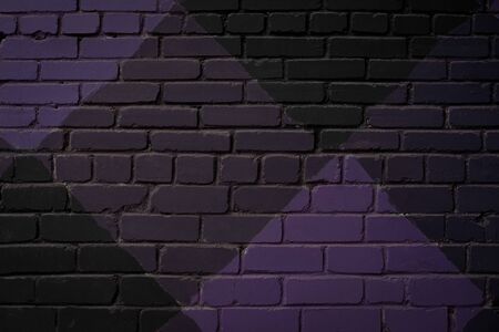 Purple brick wall texture background. Surface with various squares and rhombuses. Abstract street art close upの写真素材
