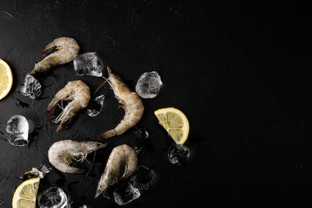 Cooked shimeji and noodles, pasta with fried mushrooms on plate on gray background.の写真素材