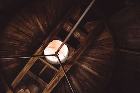 Looking up to the softly lit silo.の写真素材