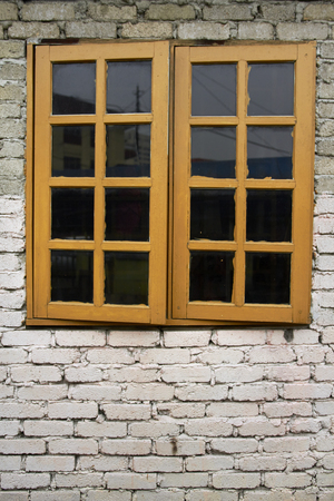 Brick Wall with window backgroundの写真素材