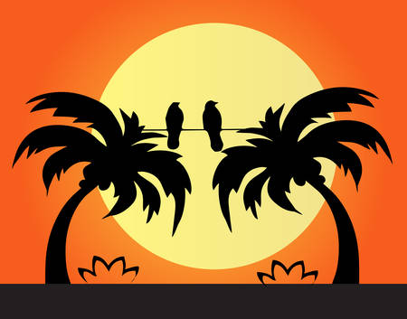 Palm beach sceneのイラスト素材