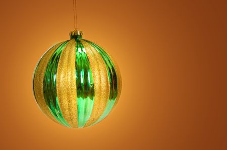 Gold and green large Christmas Ornamentの写真素材