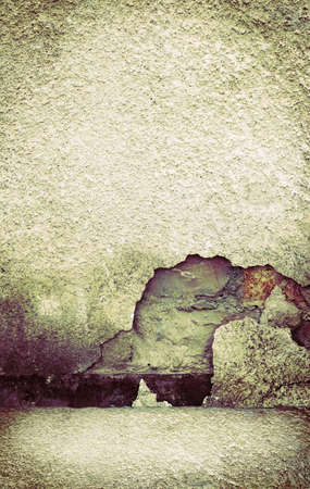 Damaged Wall Textured Background with Rough Floorの写真素材