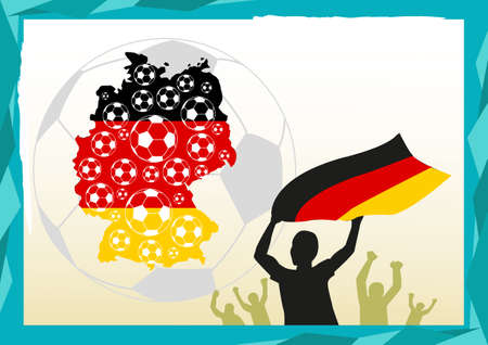 Germany Map with Football and Fans celebrating conceptの写真素材