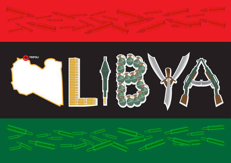 Libya Crisis Militant and Civil War conceptのイラスト素材