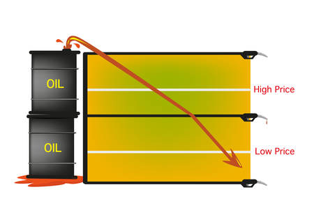 Oil Prices Plunge Down Very Low in the Market Graphのイラスト素材
