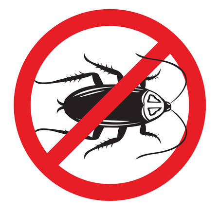 Pest Control sign or No More Cockroaches symbolのイラスト素材