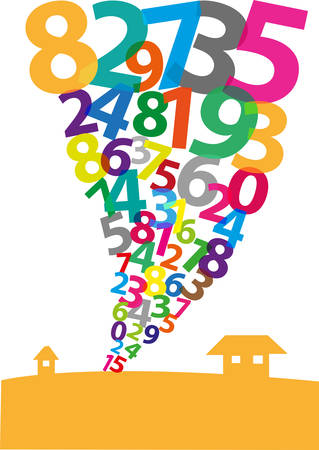 A Tornado formation made of Arabic Numerals. EPS10 and jpgのイラスト素材