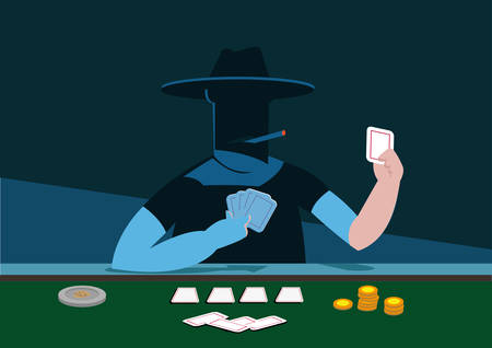 A Mystery Player of Poker or any Card Game. Editable Clip Art.のイラスト素材