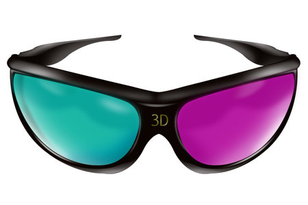 Black 3d glasses illustration. Isolated on White Background
