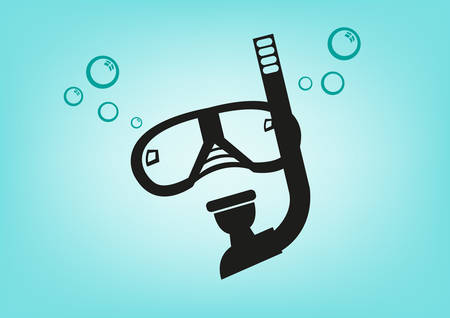 Scuba Diving Mask and Breathing Apparatus. Editable Clip Art.のイラスト素材