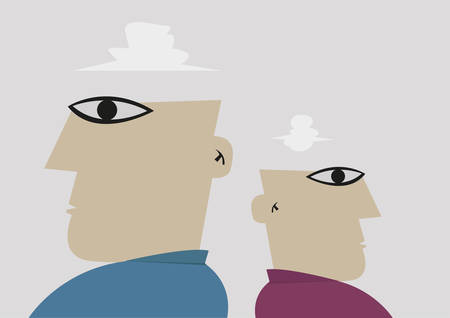 Two man stand back to back not talking to each other. Editable Clip Art.のイラスト素材